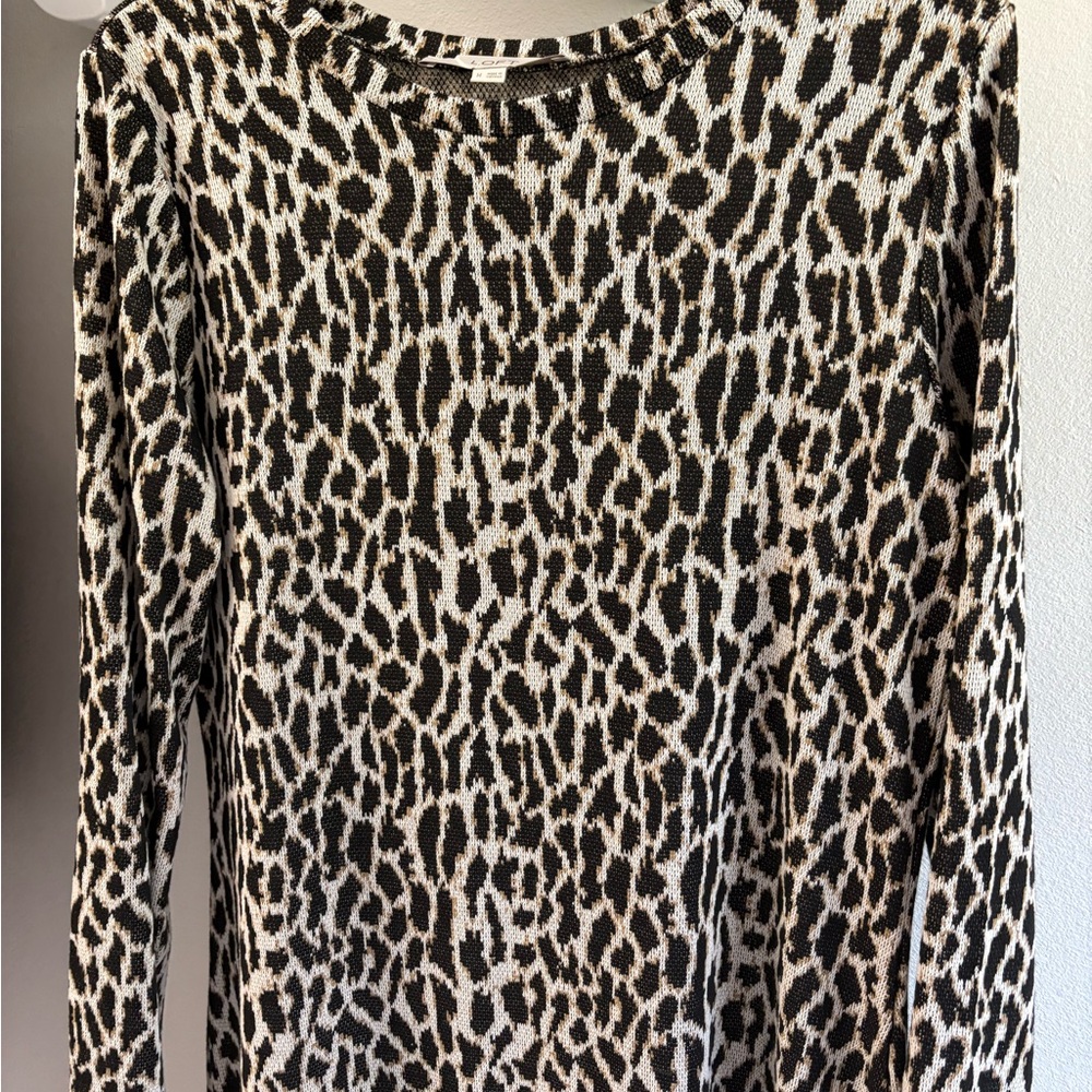 LOFT Animal Print Knit Sweater Dress